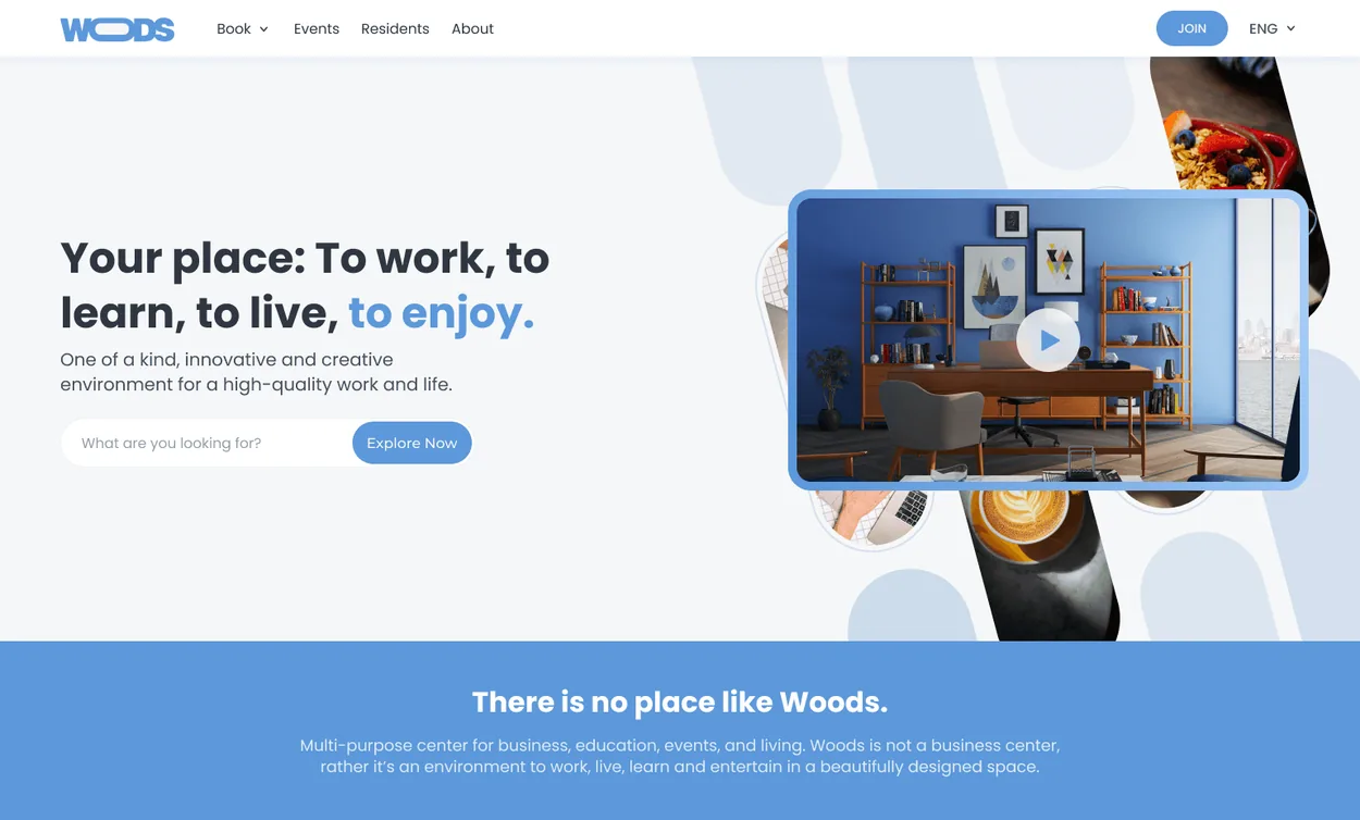 Woods Center home page